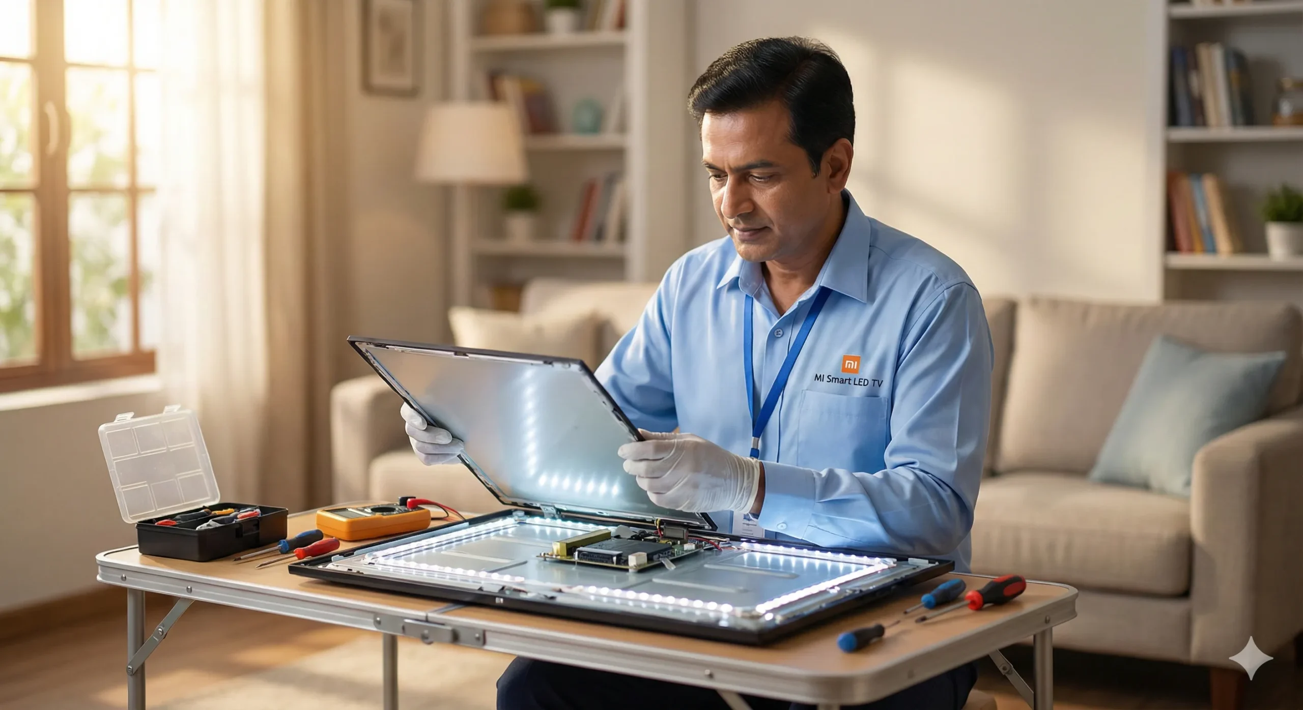 MI TV display and backlight repair service in Vizag for no display, lines and flickering issues