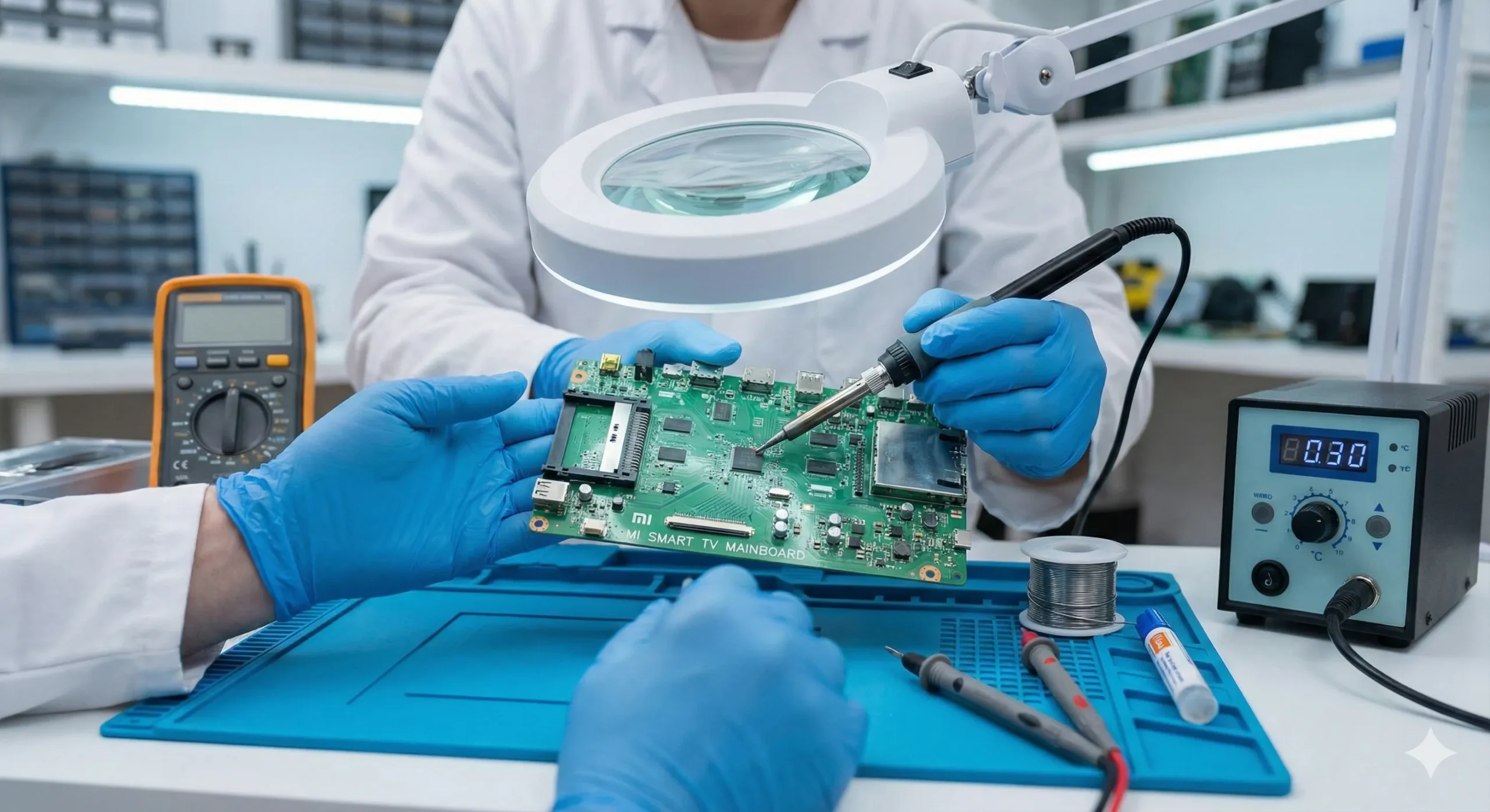 MI TV motherboard and IC repair in Visakhapatnam for boot loop, restart and main board issues