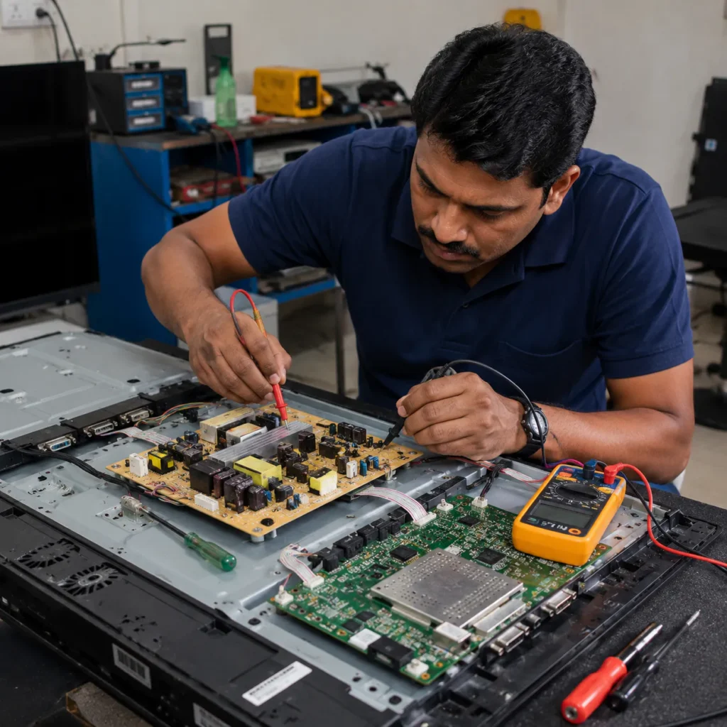  TV motherboard repair for blinking red light problem Vizag