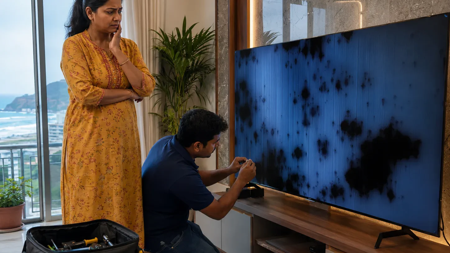 TV Display Black Patches Vizag panel repair
