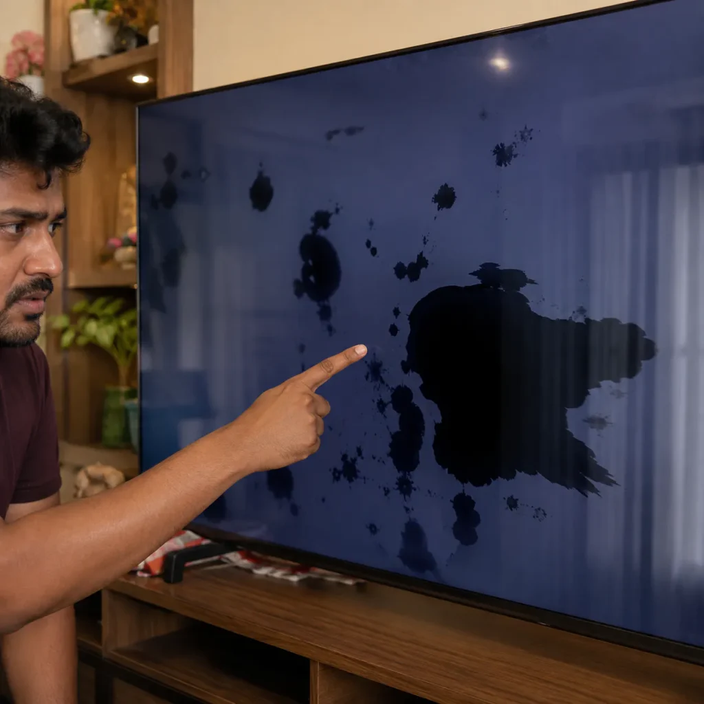 TV black patches on screen Vizag